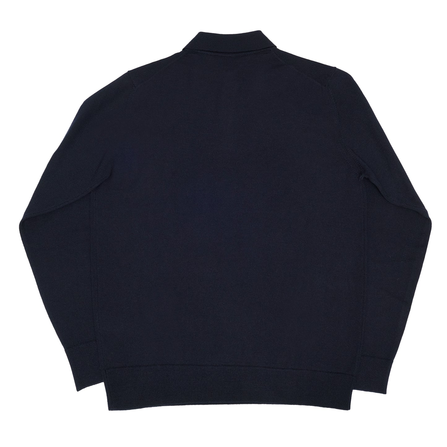 Navy Wool Long Sleeve Polo Shirt