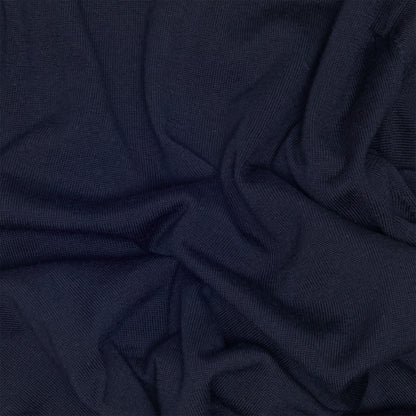 Navy Wool Long Sleeve Polo Shirt