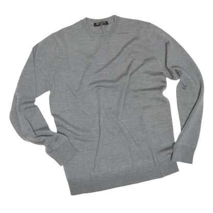 Grey Wool Long Sleeve Crewneck Sweater