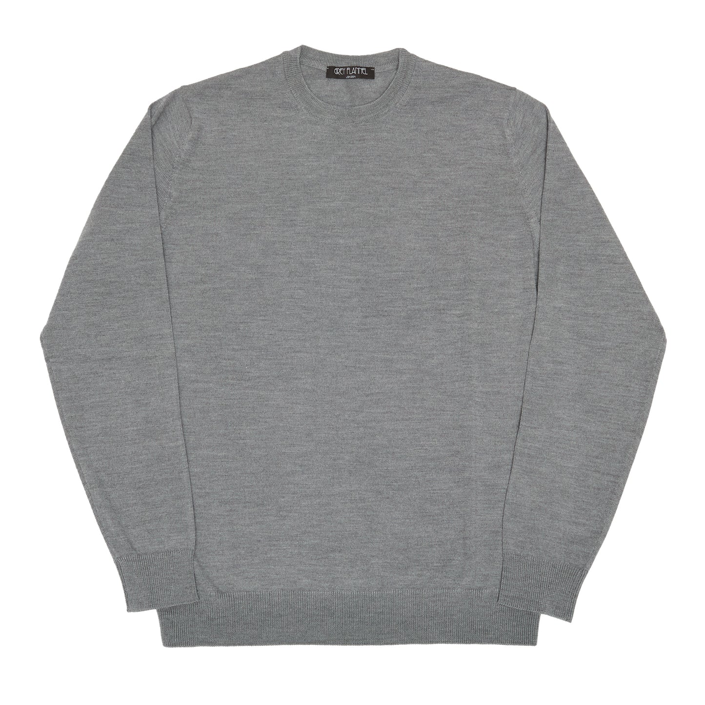 Grey Wool Long Sleeve Crewneck Sweater