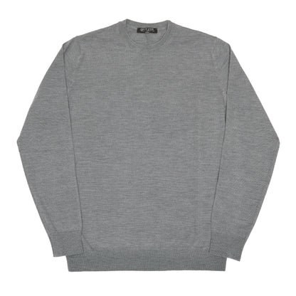 Grey Wool Long Sleeve Crewneck Sweater