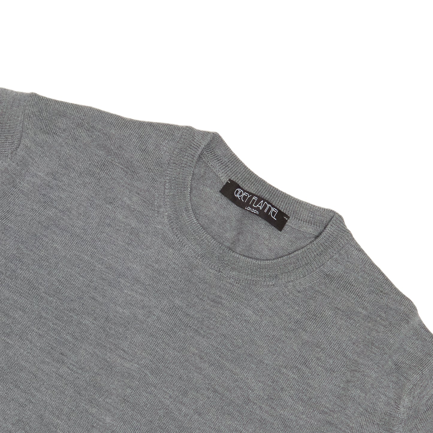 Grey Wool Long Sleeve Crewneck Sweater