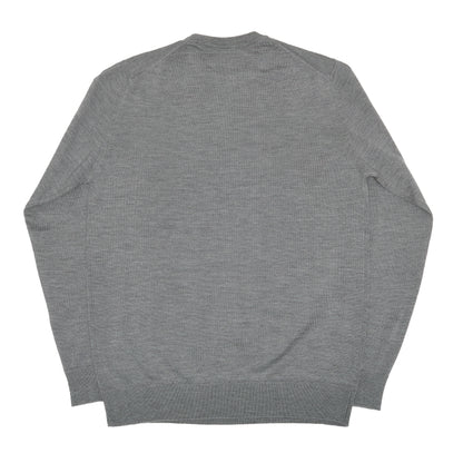 Grey Wool Long Sleeve Crewneck Sweater