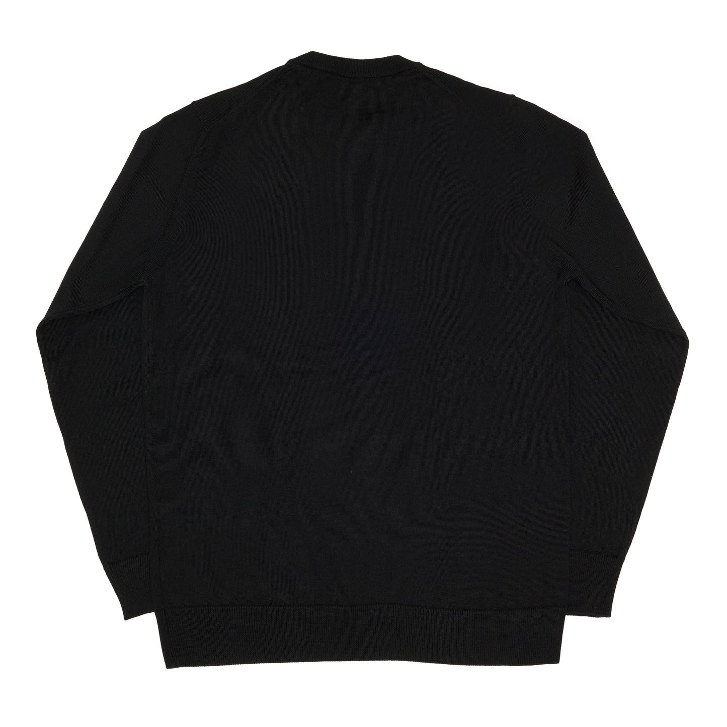 Black Wool Long Sleeve Crewneck Sweater