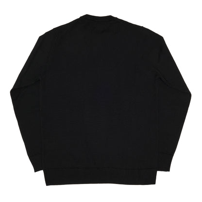 Black Wool Long Sleeve Crewneck Sweater