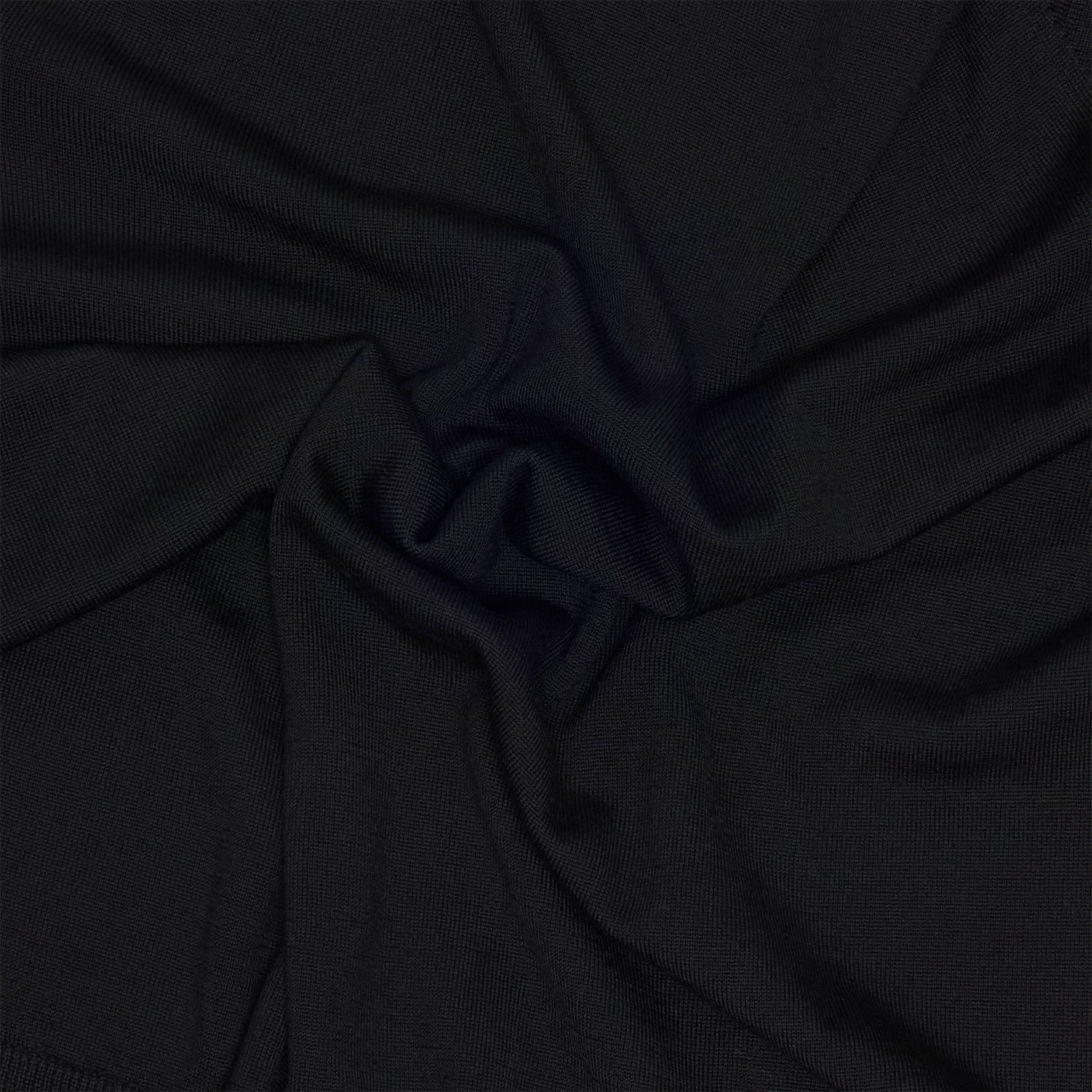 Black Wool Long Sleeve Crewneck Sweater