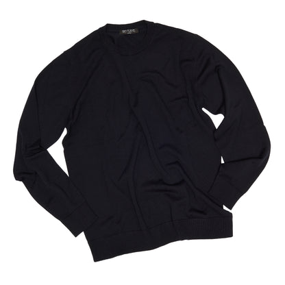 Navy Wool Long Sleeve Crewneck Sweater