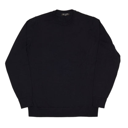 Navy Wool Long Sleeve Crewneck Sweater