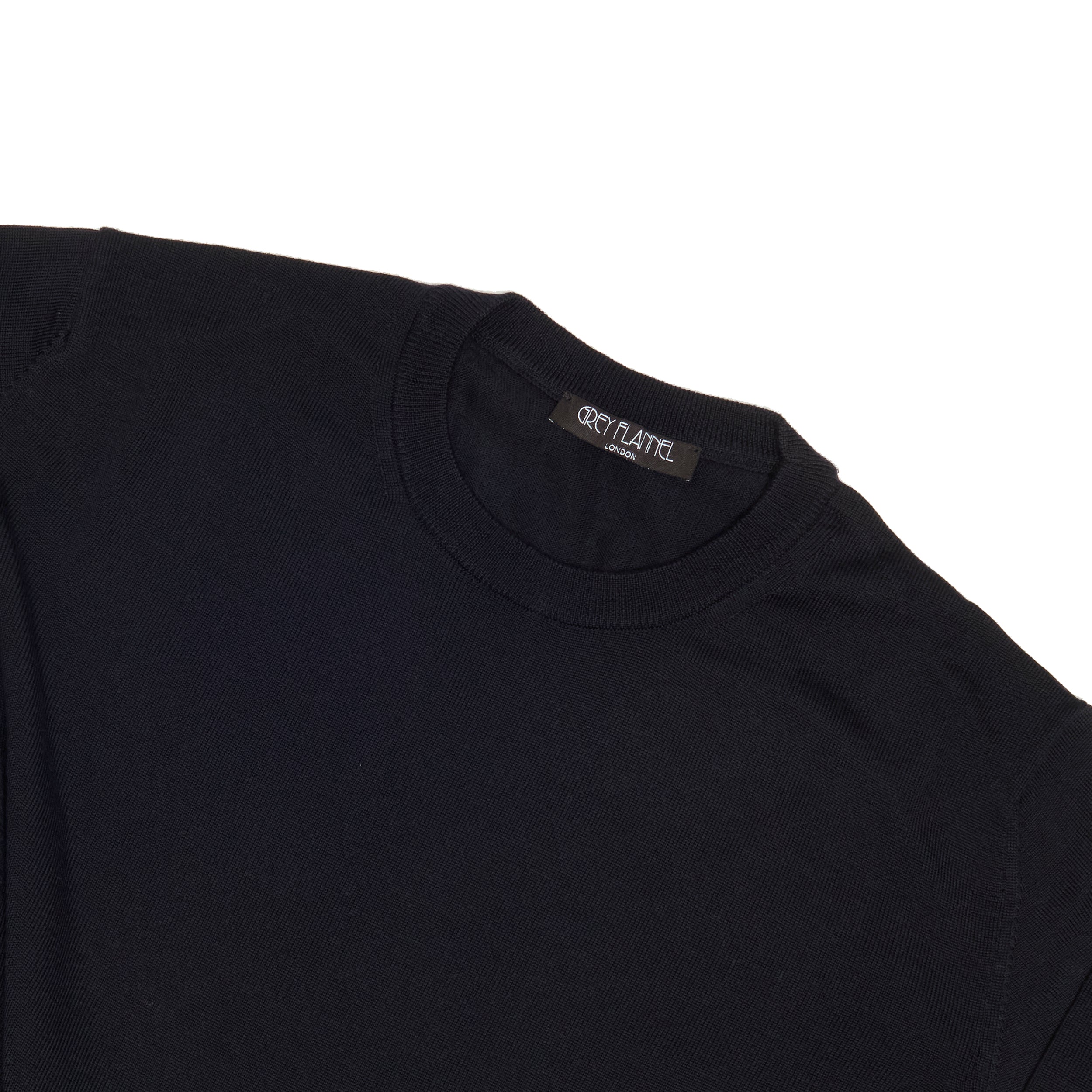 Navy Wool Long Sleeve Crewneck Sweater