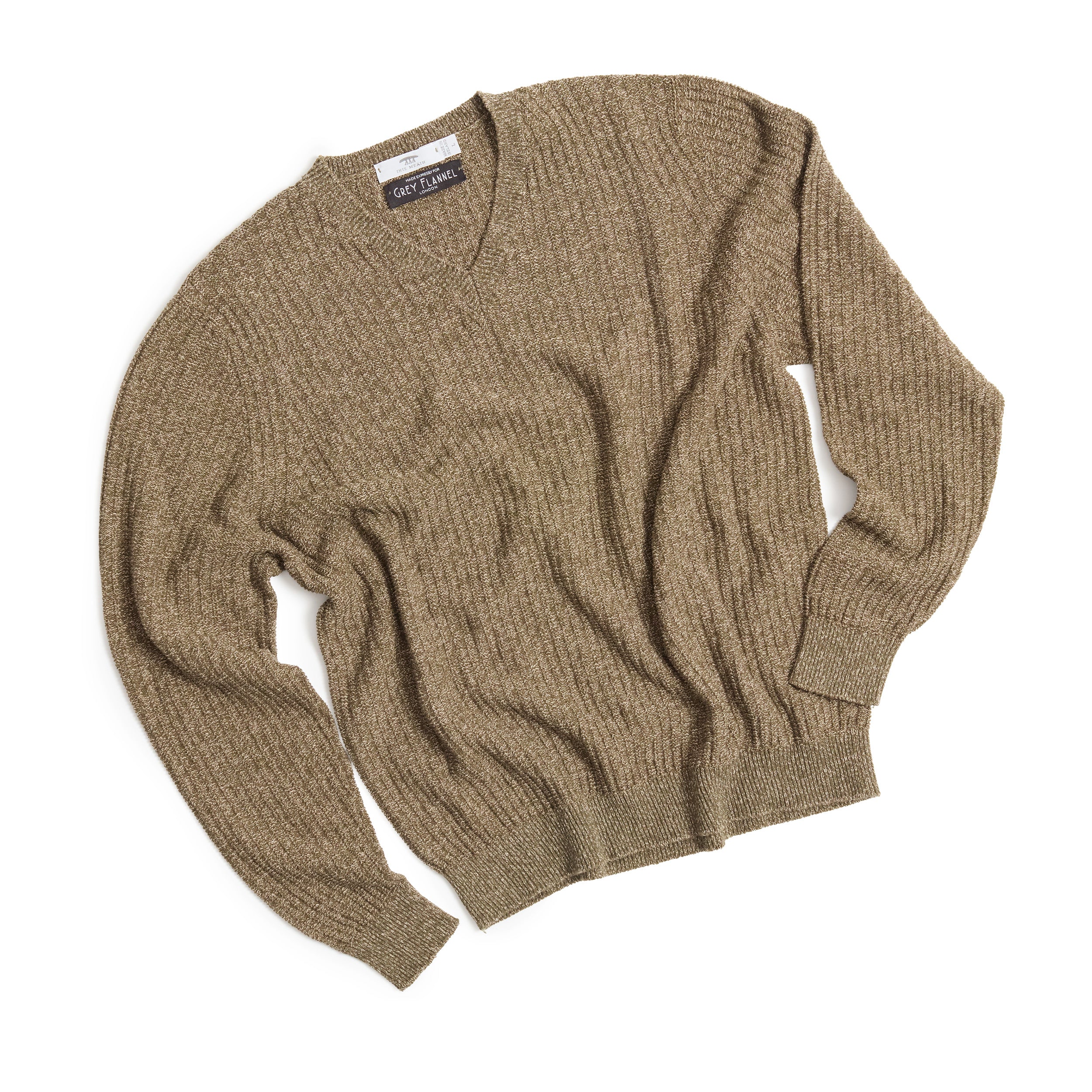 Khaki Moss Rib V Neck