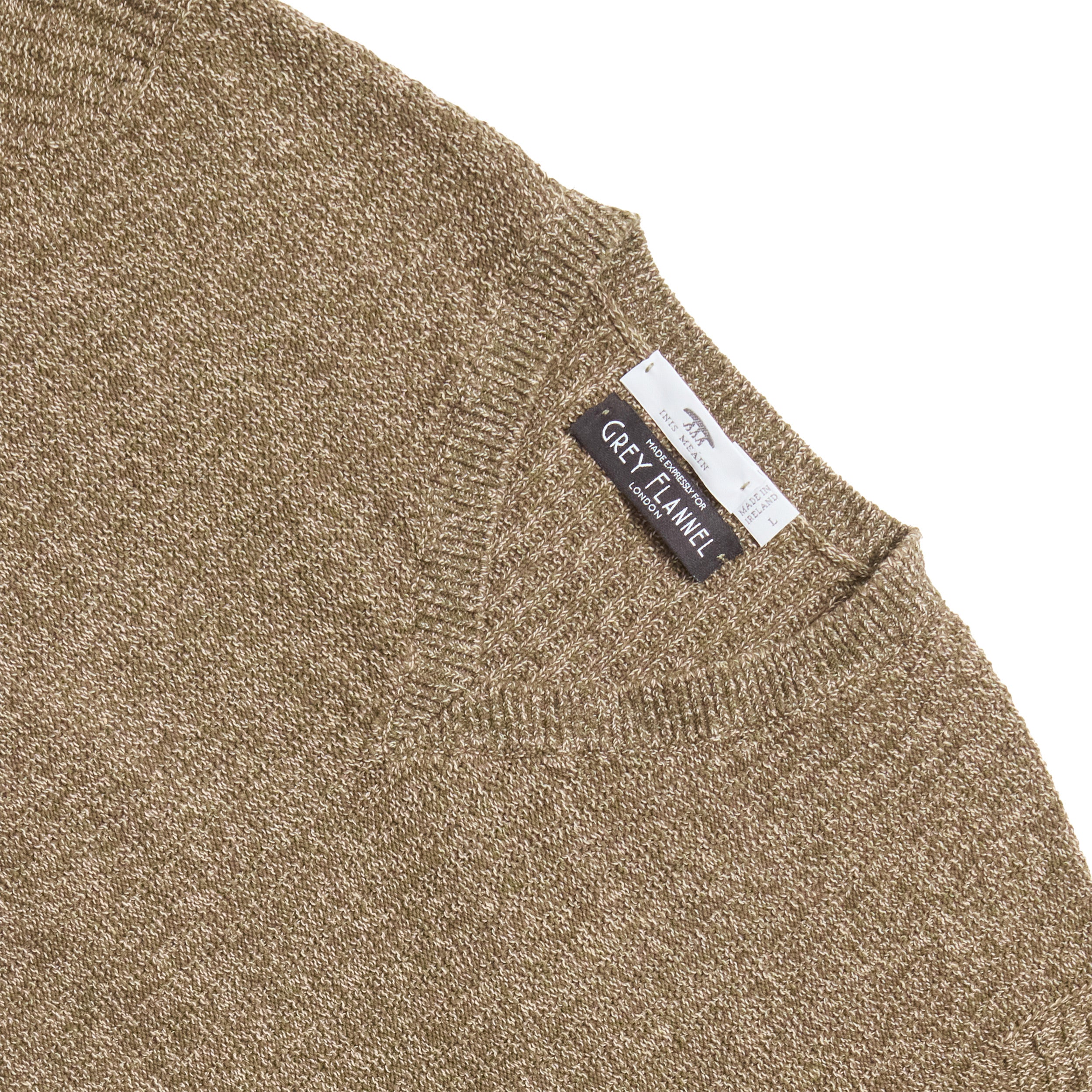 Khaki Moss Rib V Neck