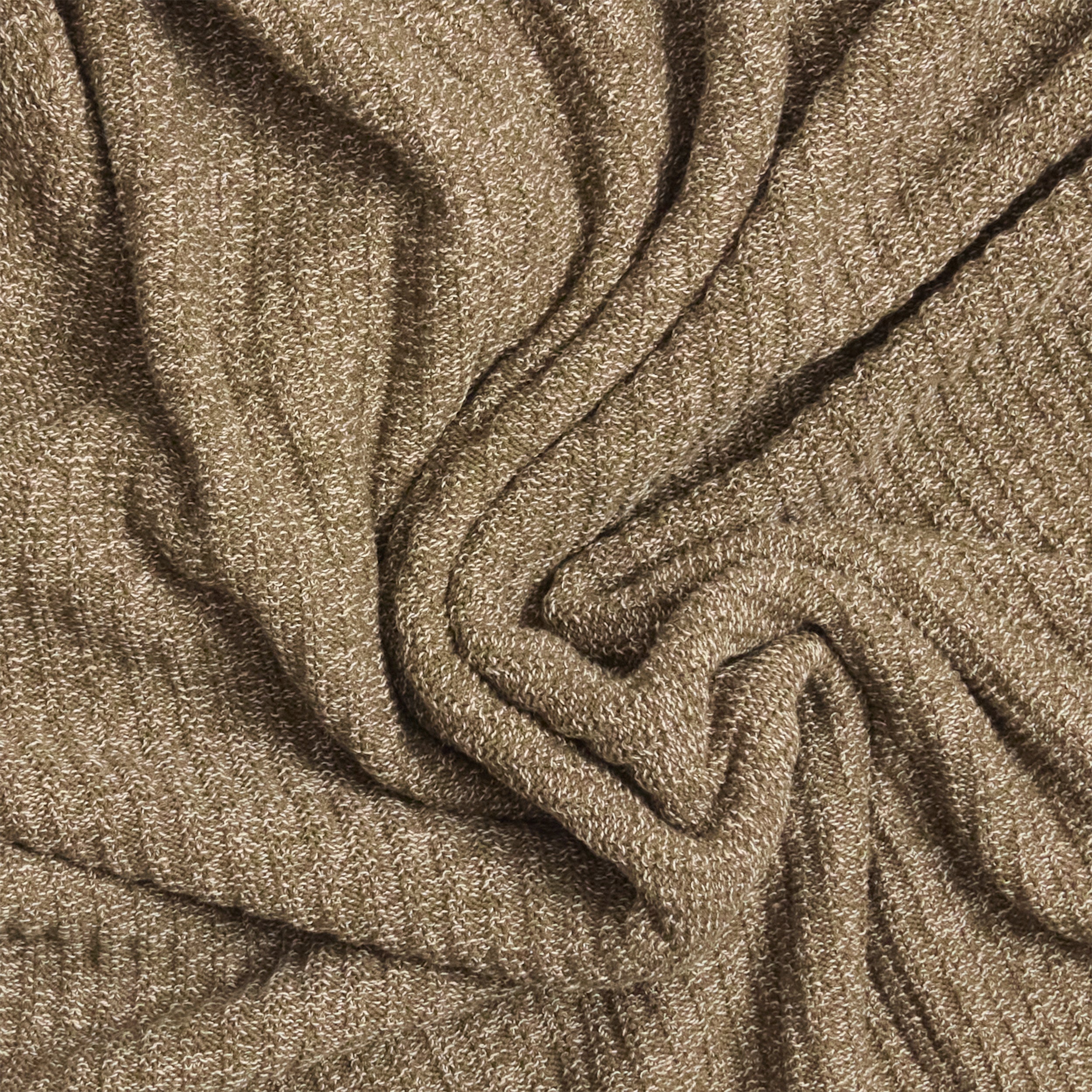 Khaki Moss Rib V Neck