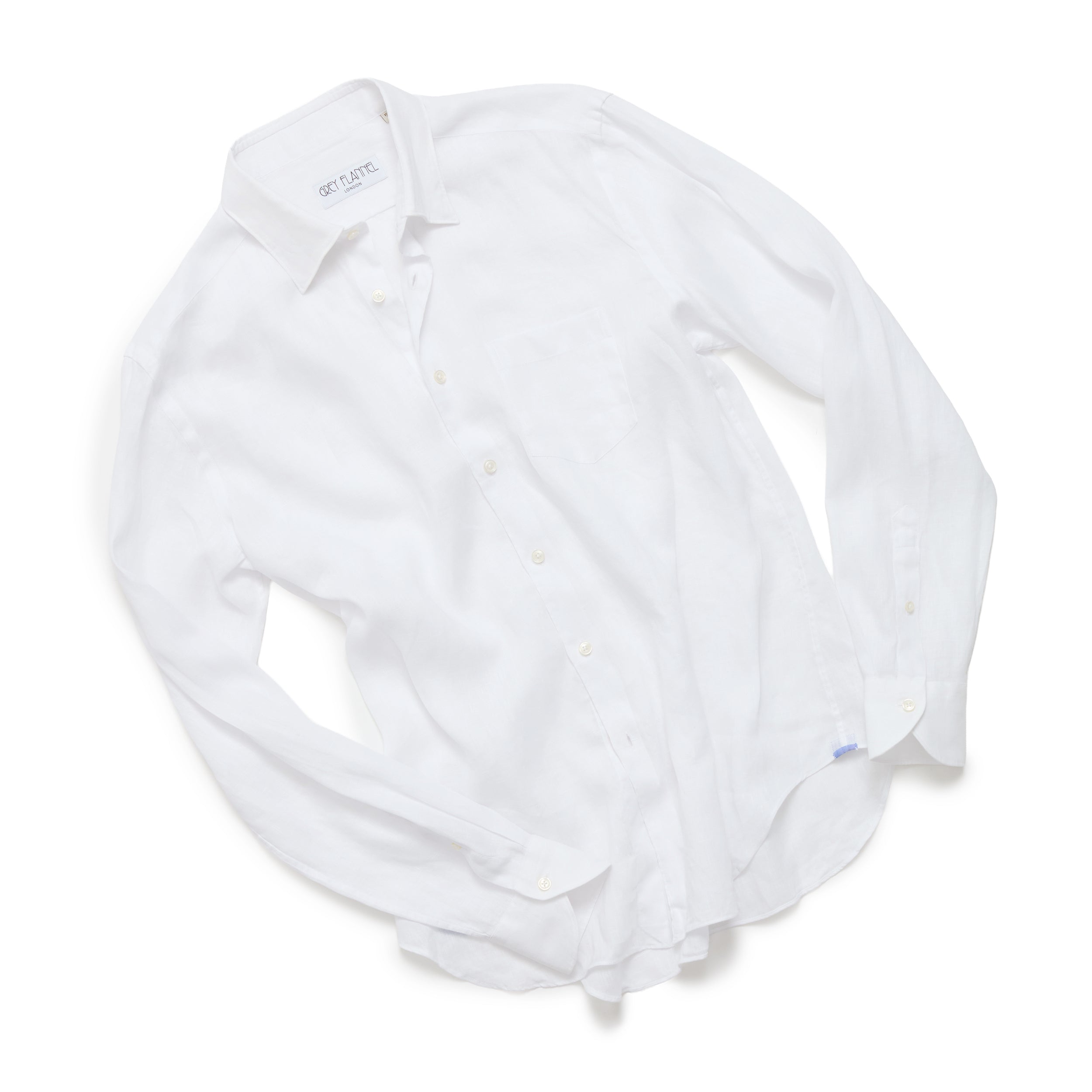 White Linen Point Collar Shirt