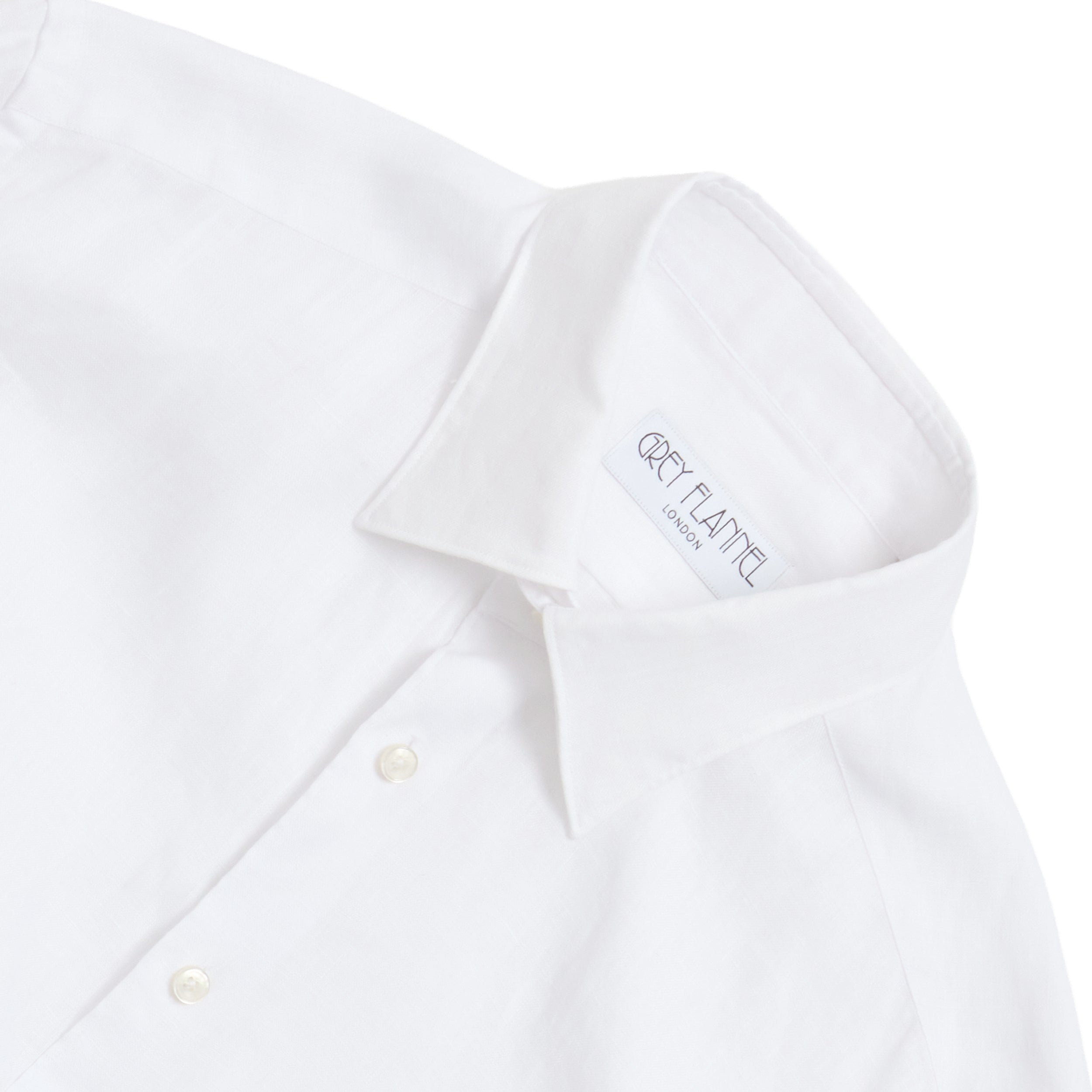 White Linen Point Collar Shirt