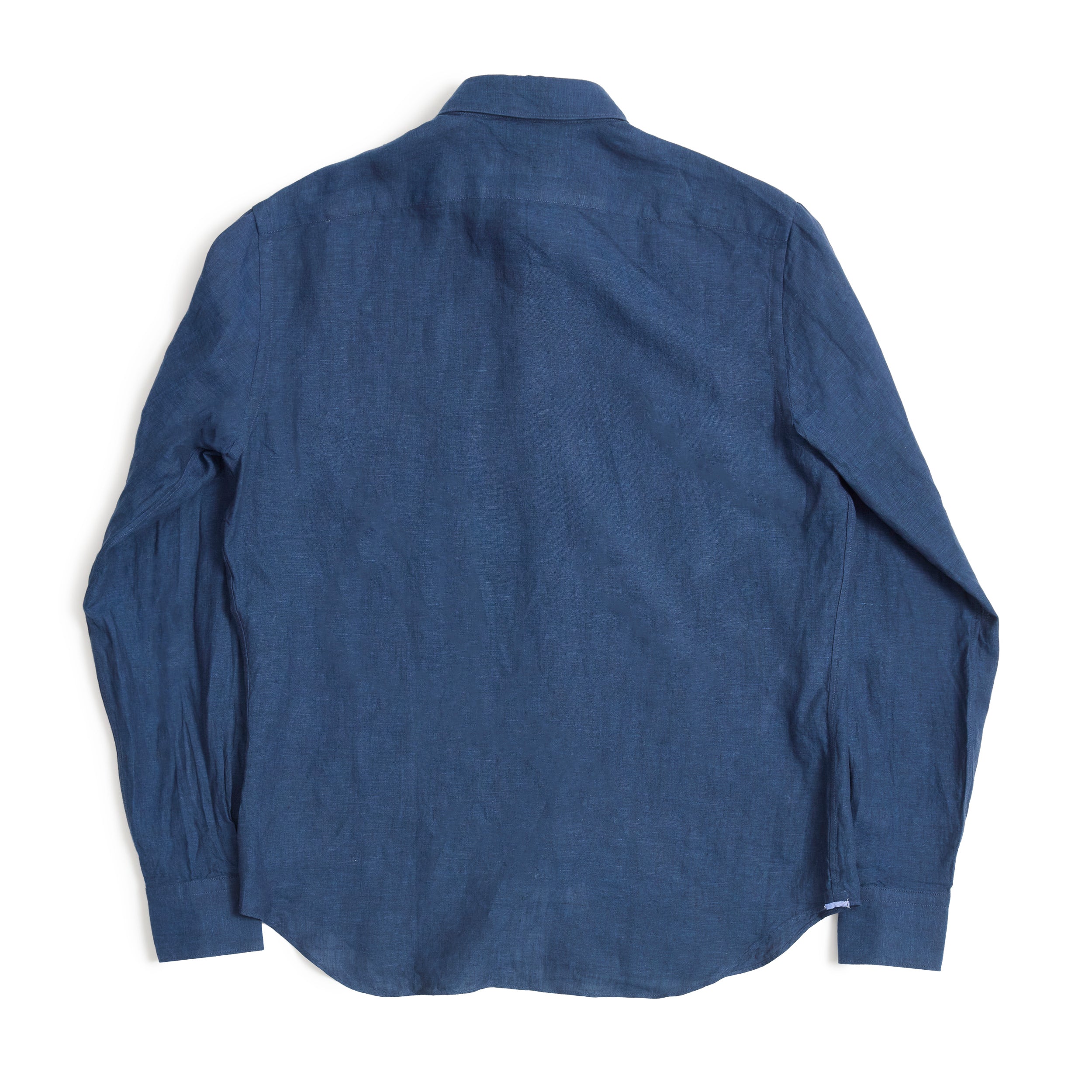 Navy Linen Point Collar Shirt