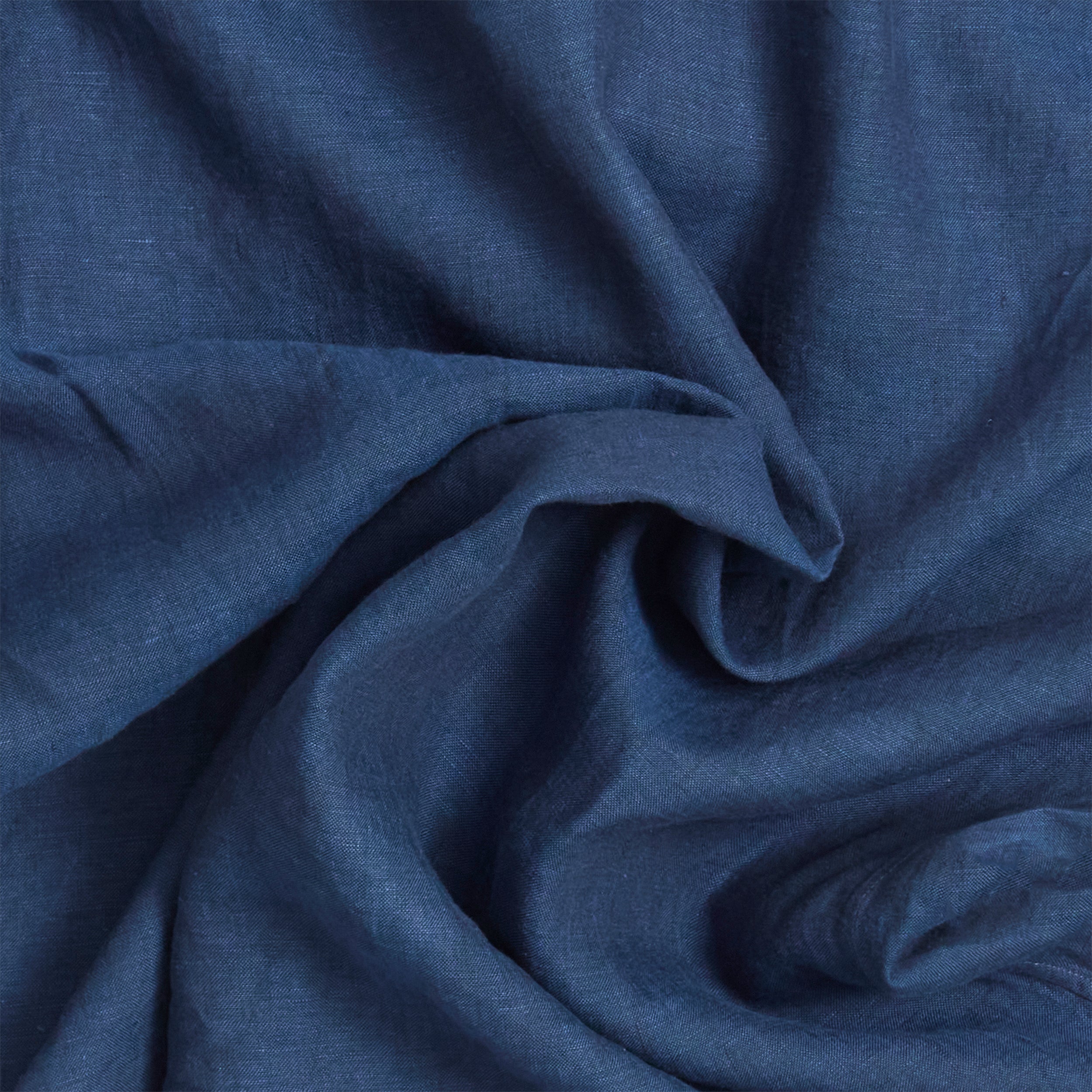 Navy Linen Point Collar Shirt
