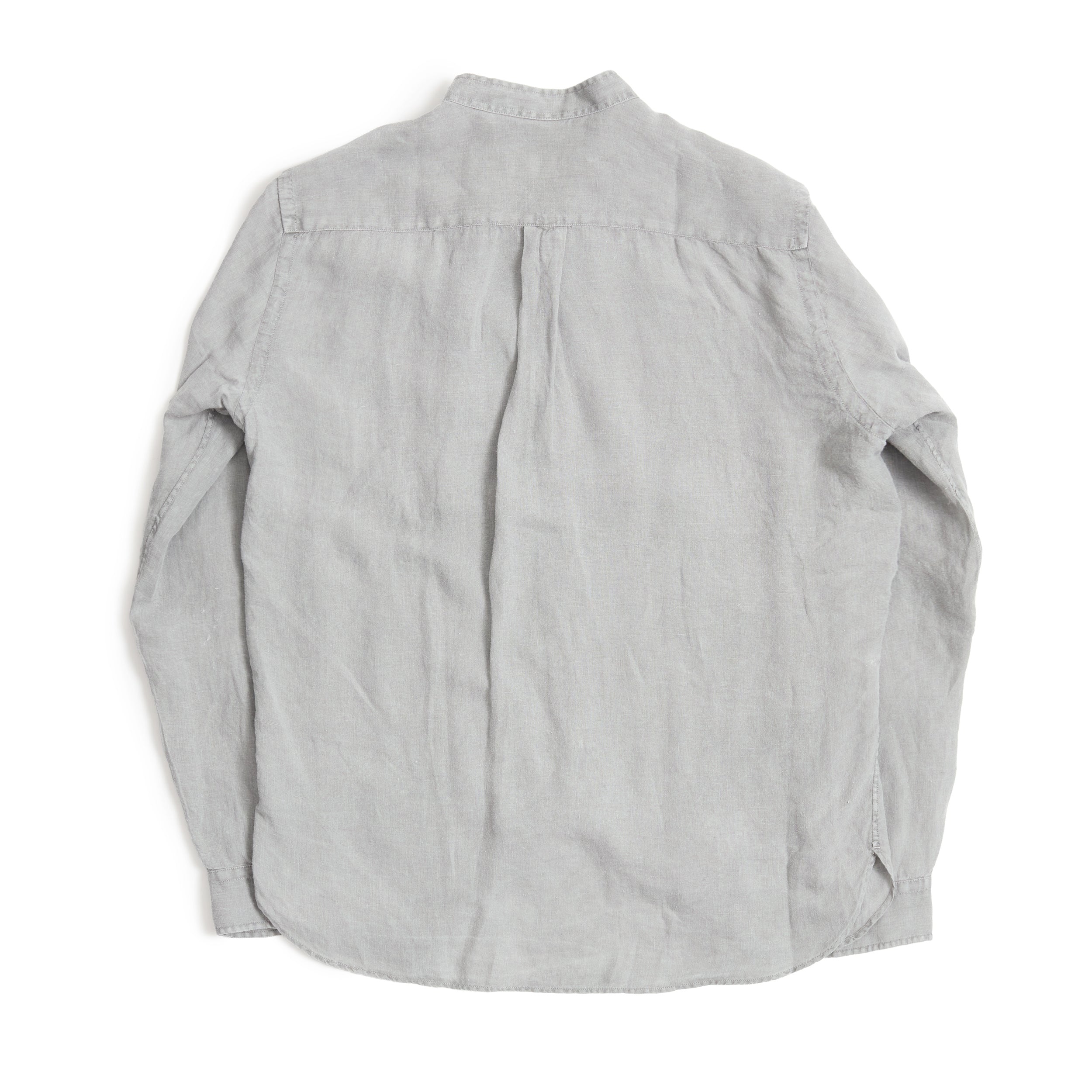 Graphite Dyed Collarless Linen Shirt