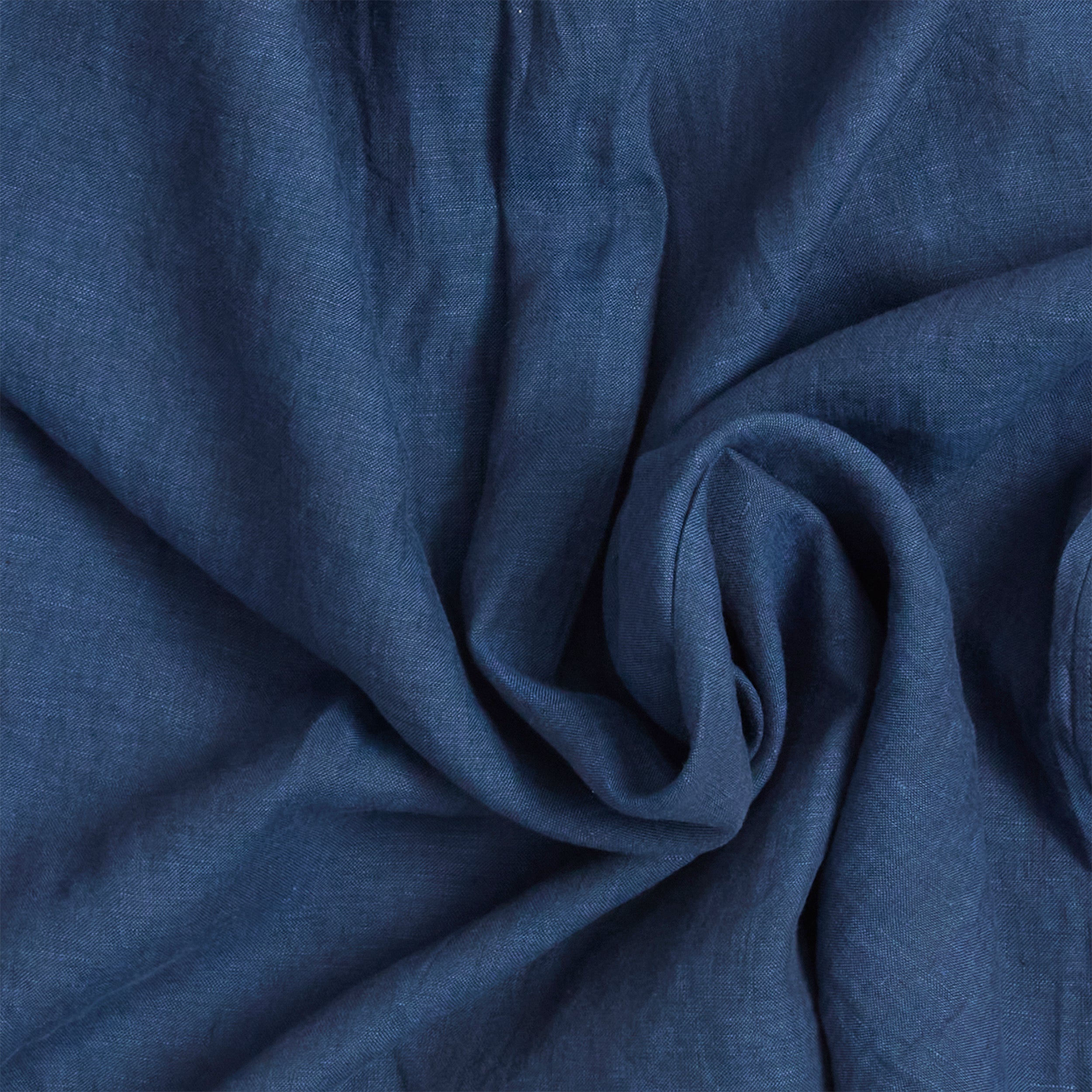 Navy Collarless Linen Shirt