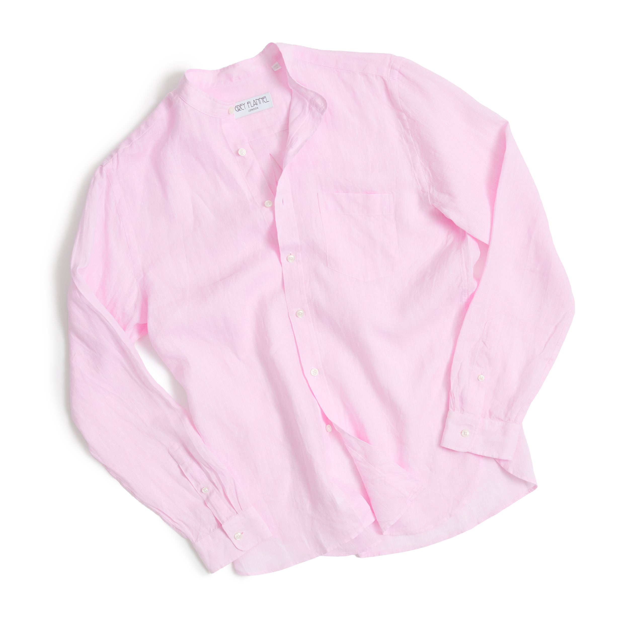 Rose Collarless Linen Shirt
