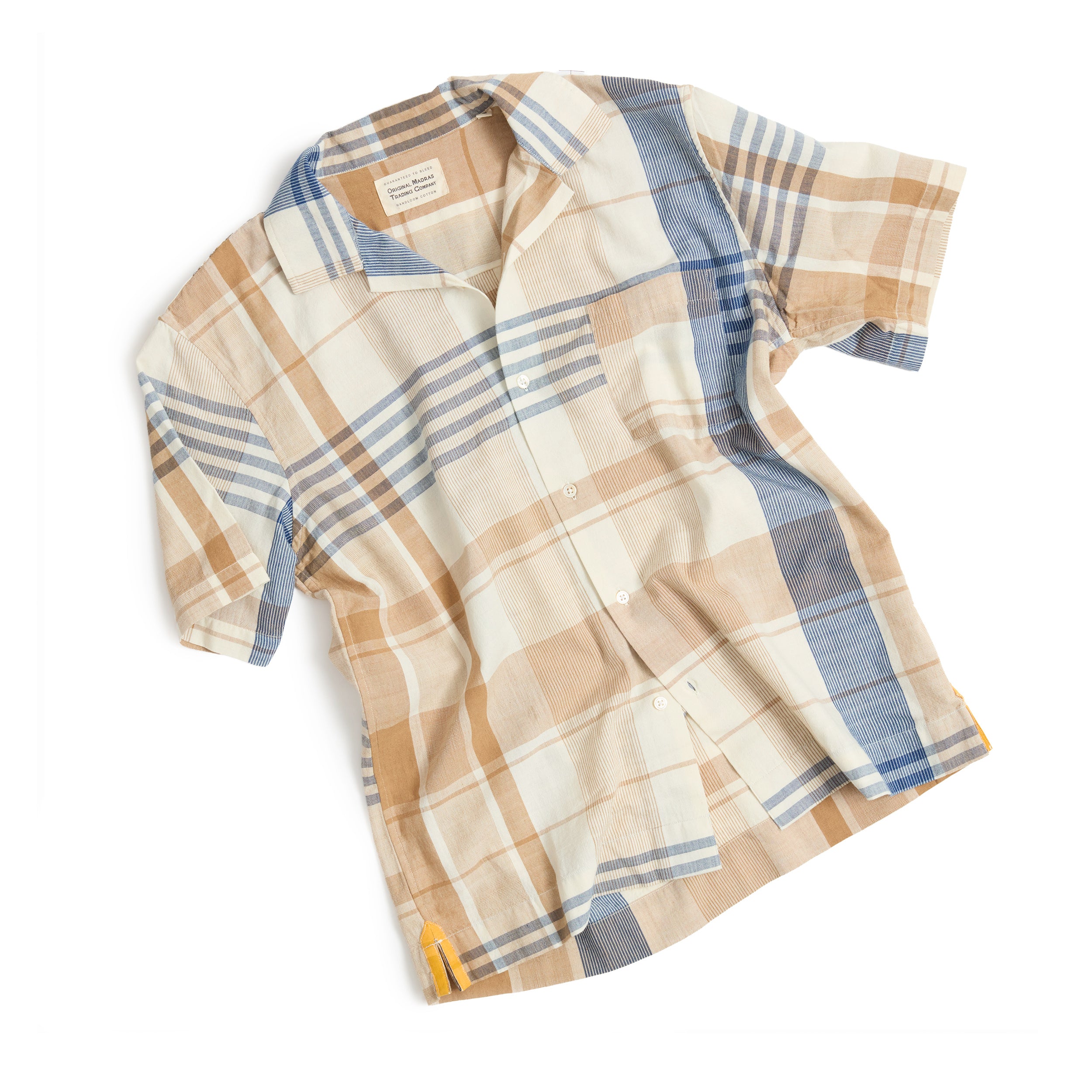 Natural Raw Stout Madras / N°30 Cuban Short Sleeve Shirt