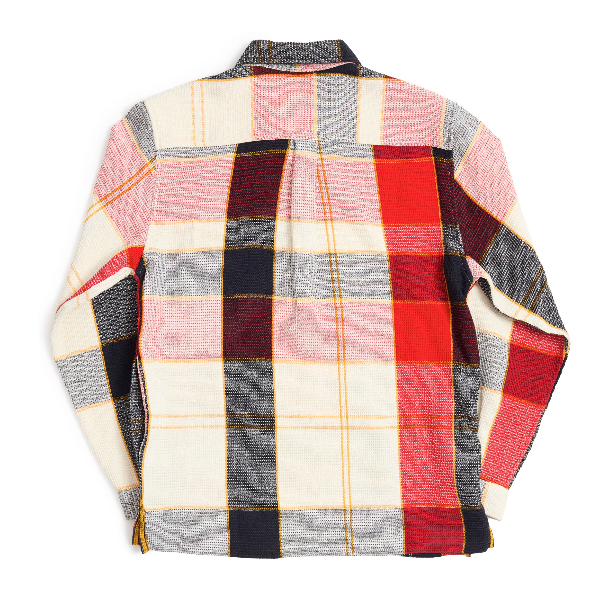 Navy Red Madras / N°180 Collared Half Zip L/S Shirt