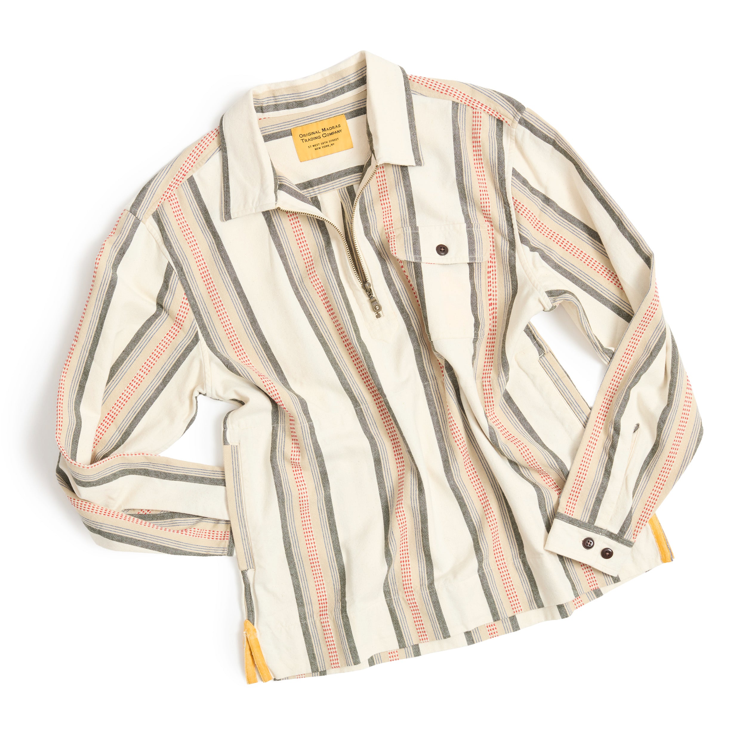 Orange Green Jacquard / N°180 Collared Half Zip L/S Shirt