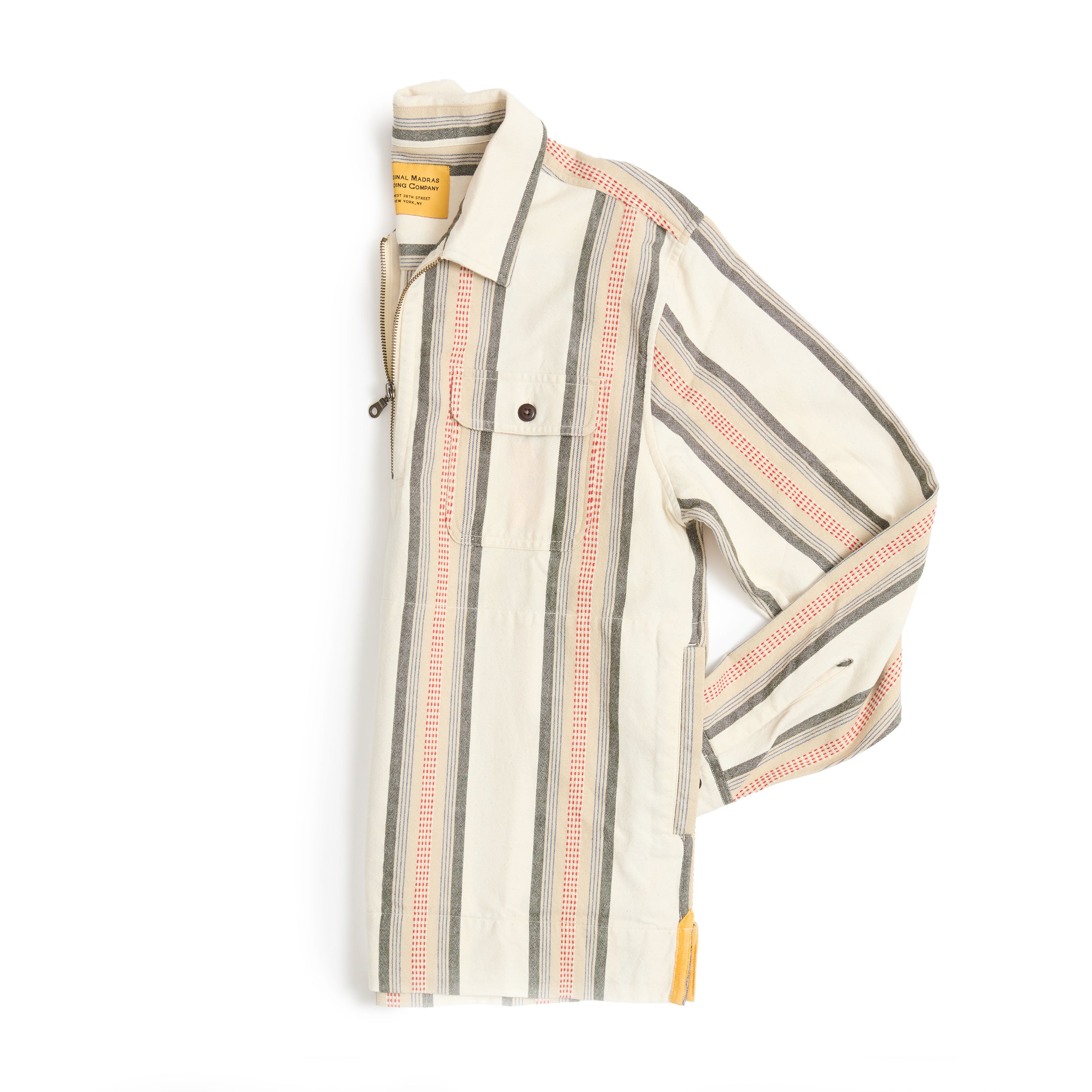 Orange Green Jacquard / N°180 Collared Half Zip L/S Shirt