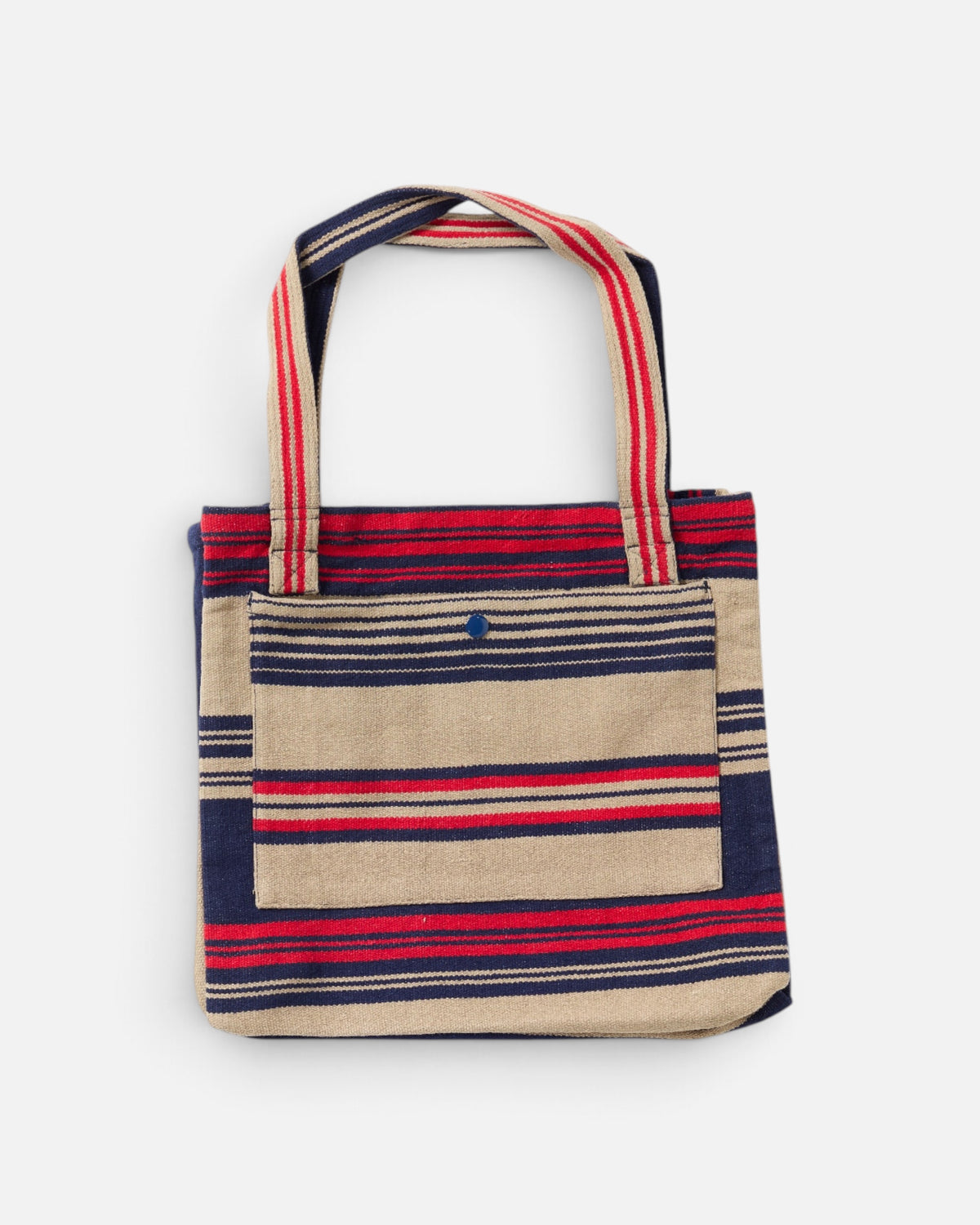 Red Weft Stripe Mat / N°185 Mat Weave Open-Top Tote Bag