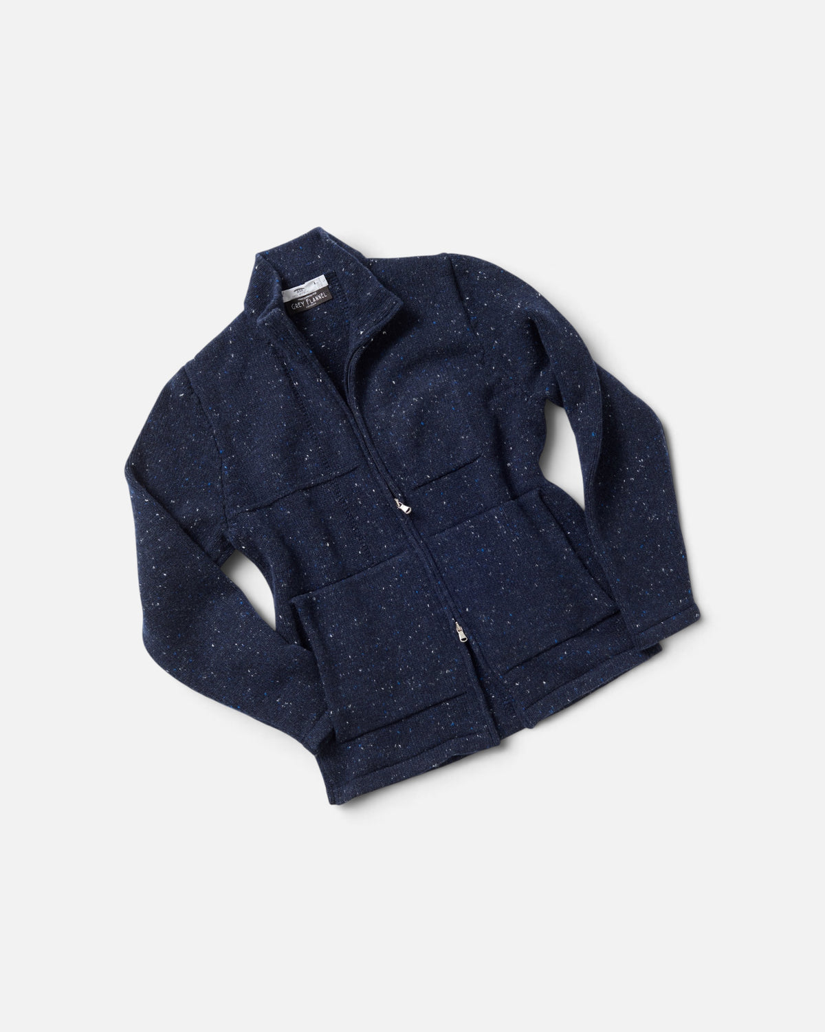 Navy Fleck Lifeline Full Zip Sweater