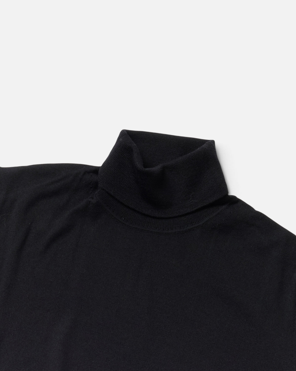 Black Wool Long Sleeve Roll Neck Sweater
