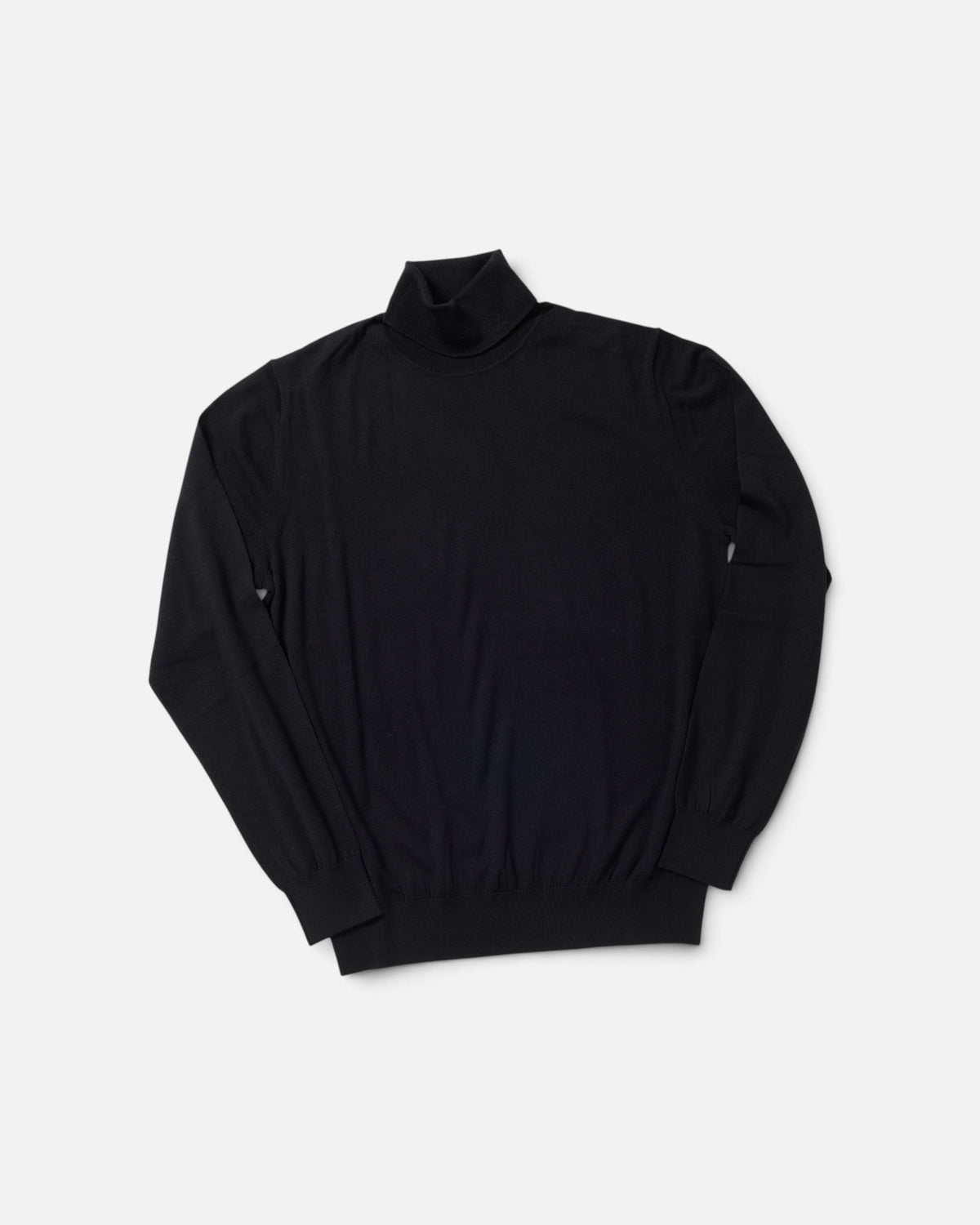 Black Wool Long Sleeve Roll Neck Sweater