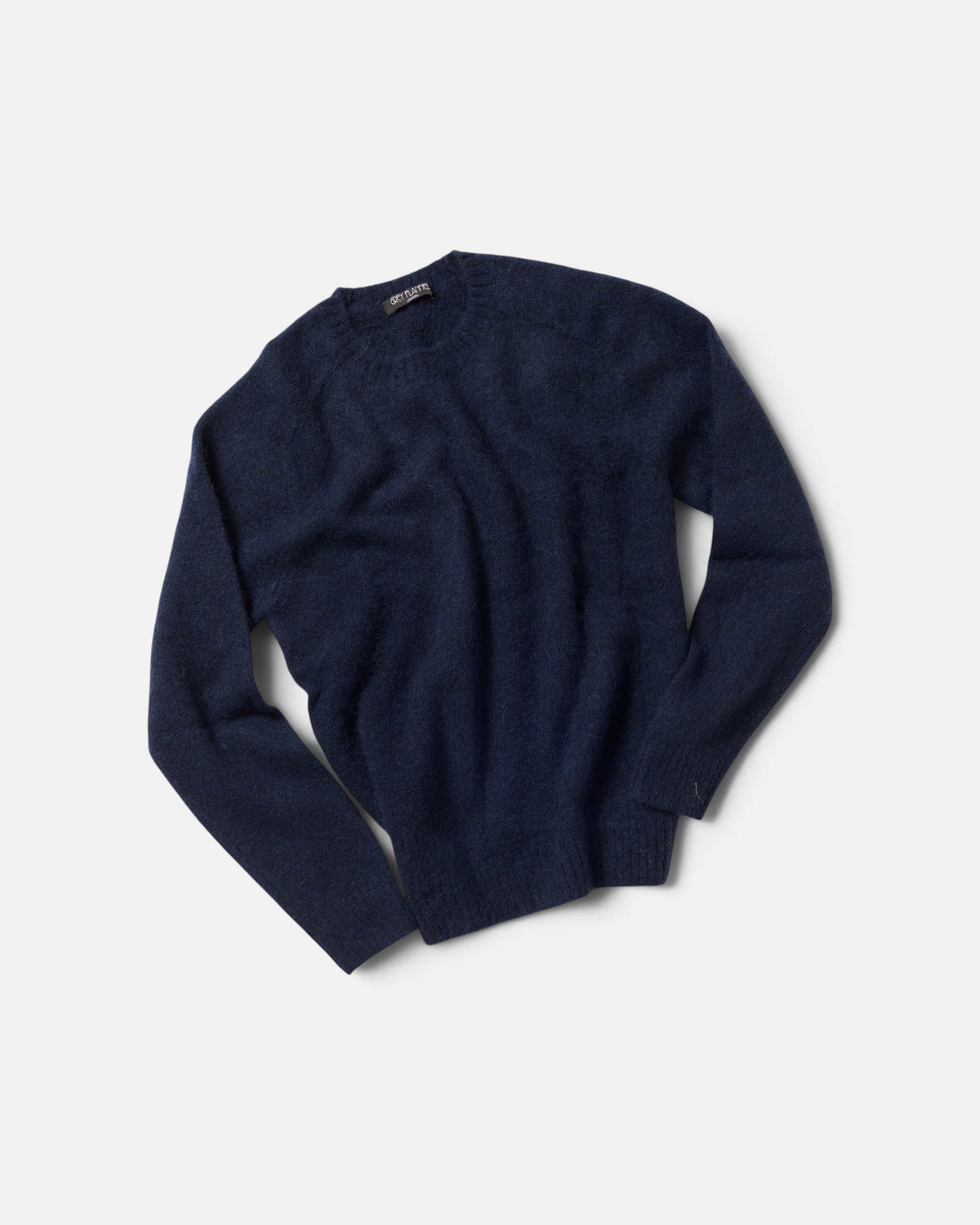 Navy Alpaca Saddle Crewneck Sweater