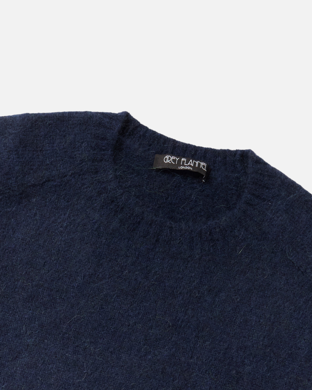 Navy Alpaca Saddle Crewneck Sweater