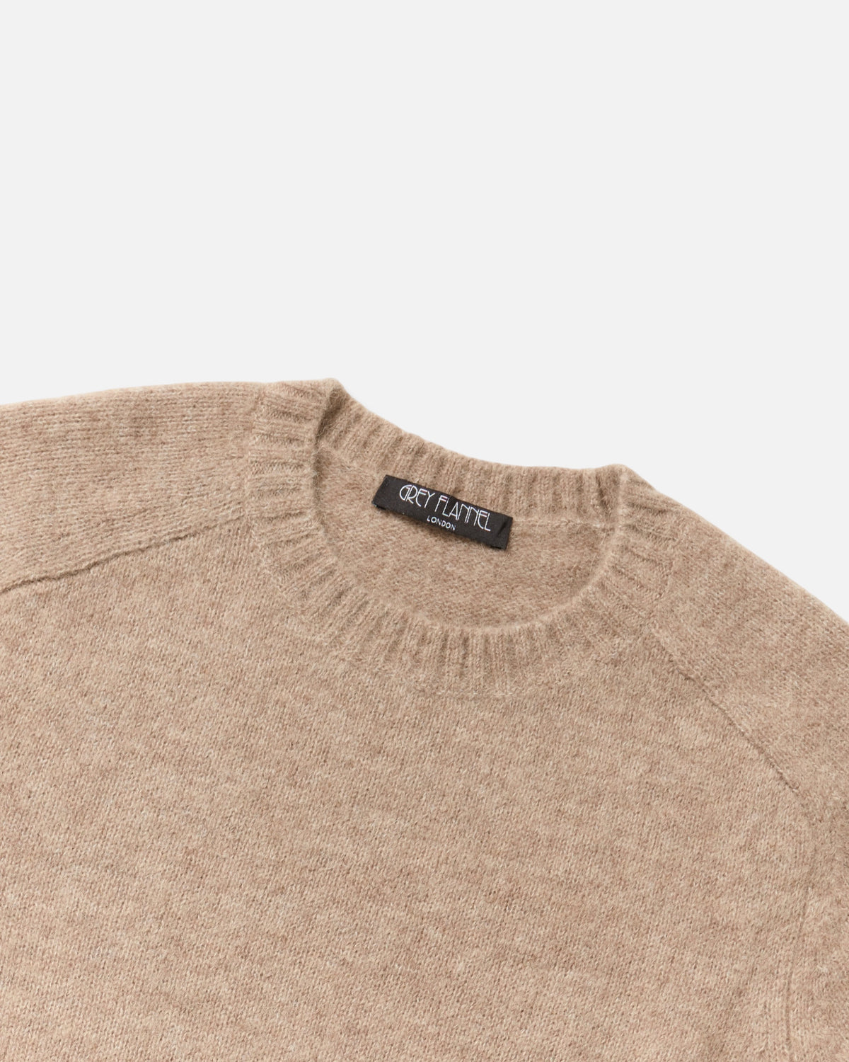 Beige Alpaca Saddle Crewneck Sweater