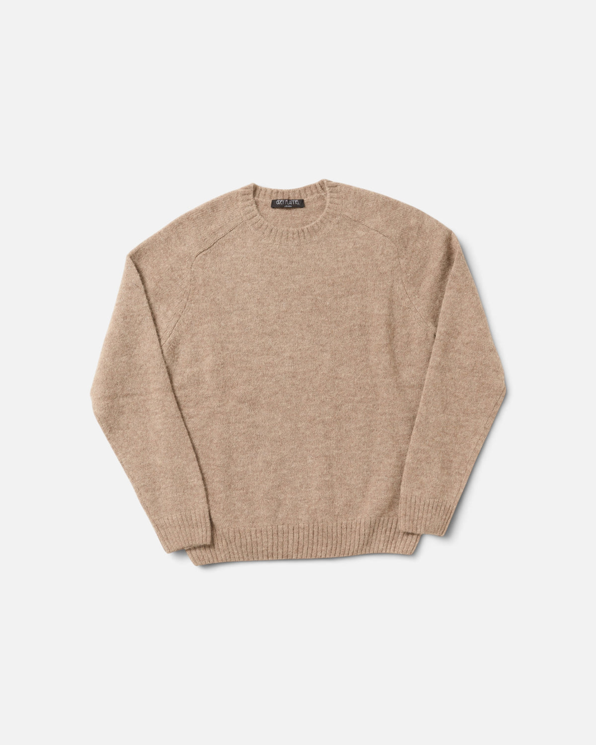 Beige Alpaca Saddle Crewneck Sweater