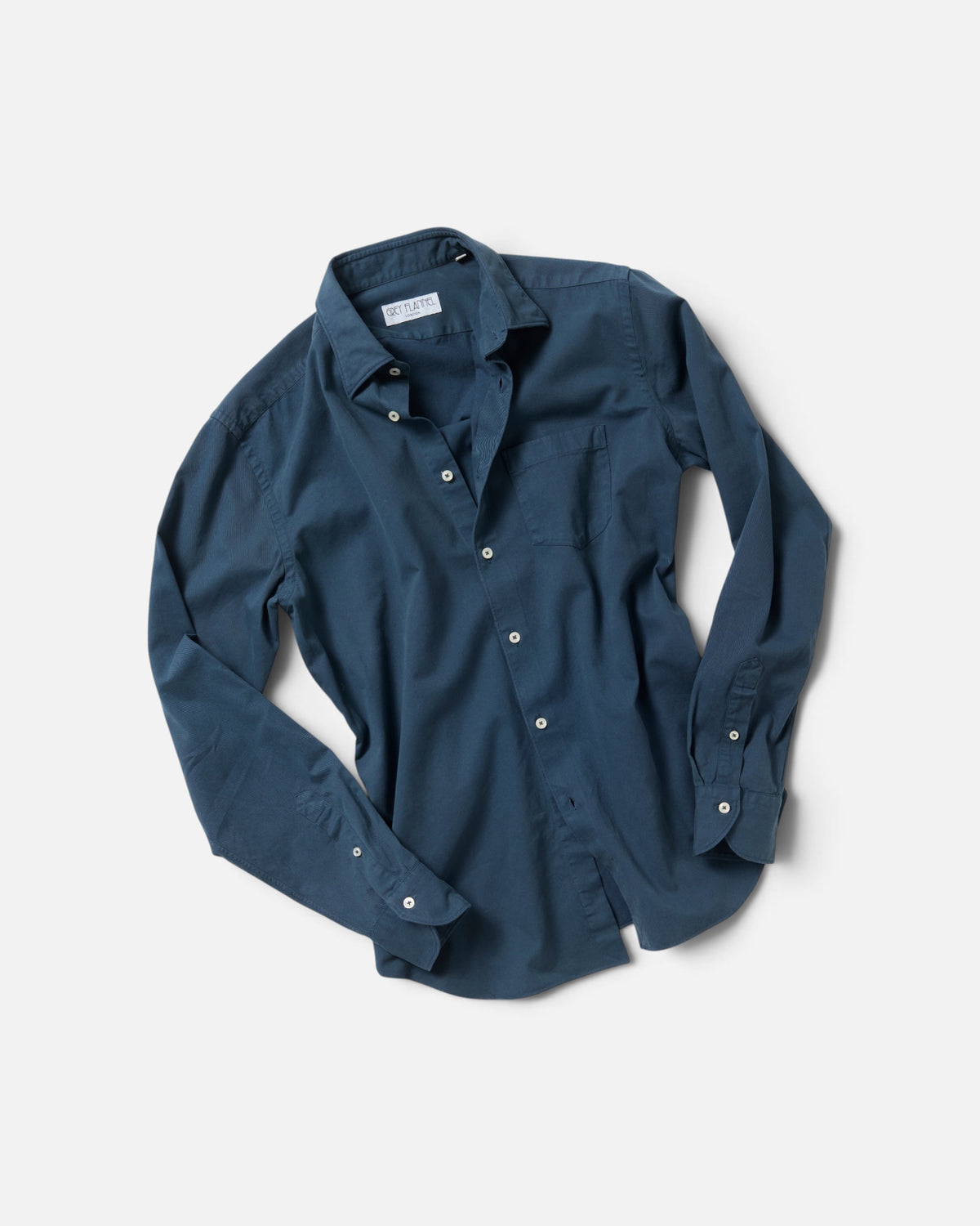 Dusk Blue Twill Point Collar Shirt