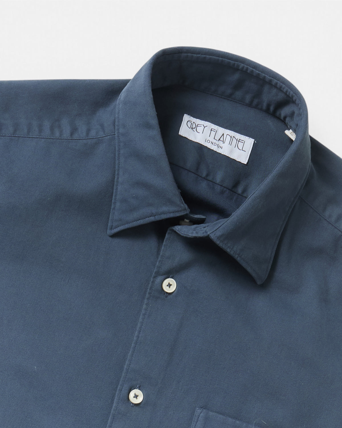 Dusk Blue Twill Point Collar Shirt