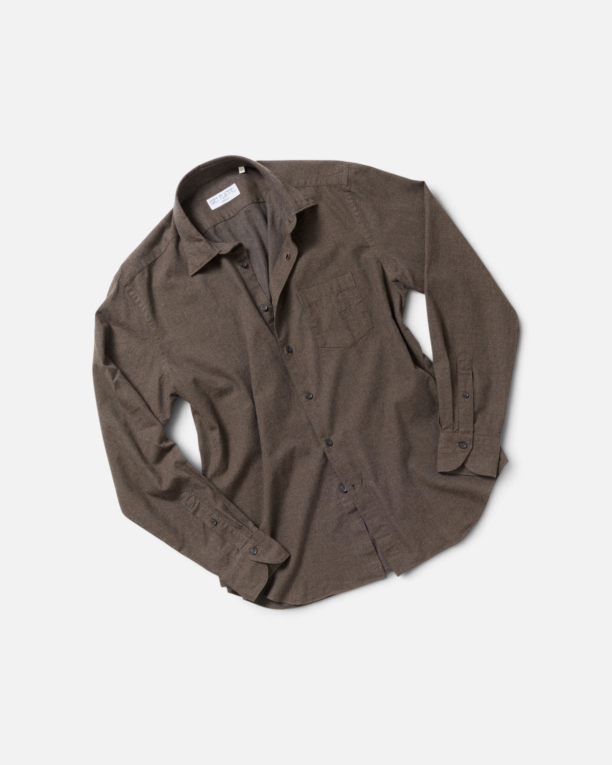 Brown Flannel Point Collar Shirt