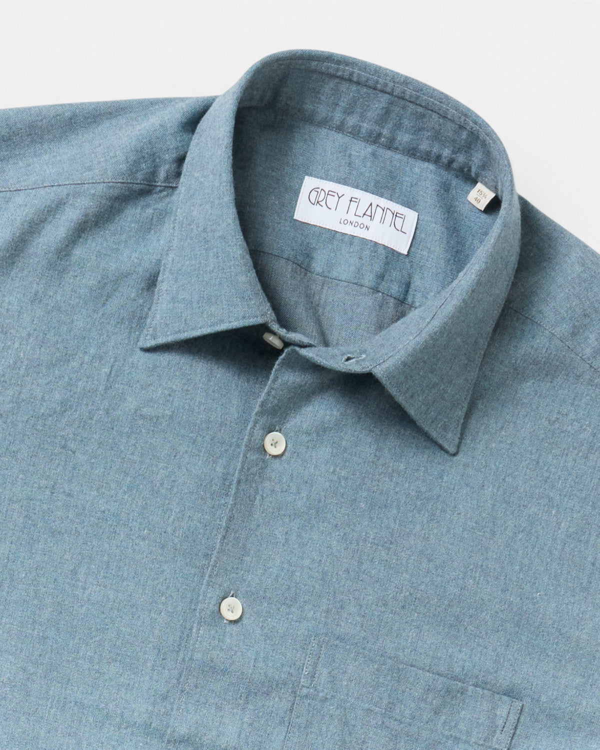 Duck Egg Blue Flannel Point Collar Shirt