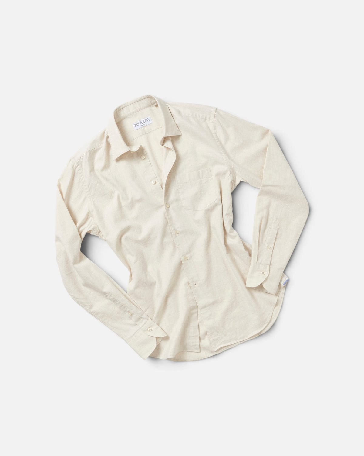 Ecru Flannel Point Collar Shirt