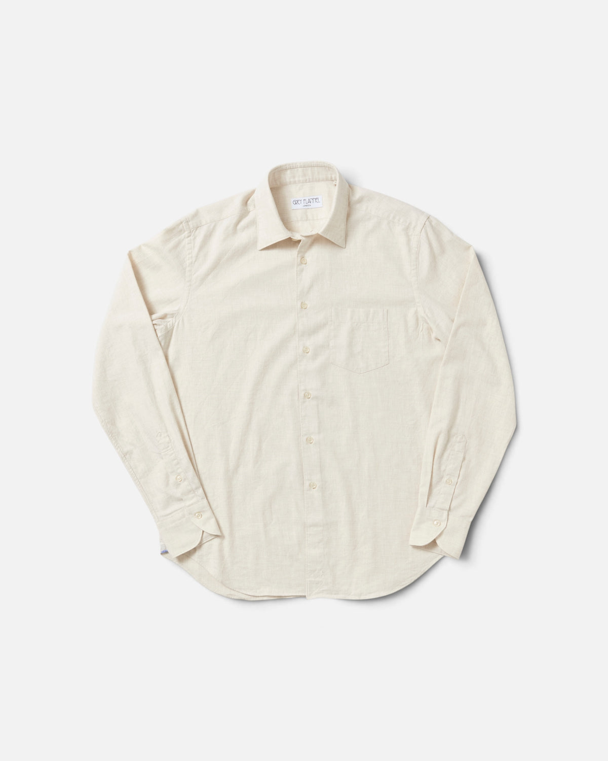 Ecru Flannel Point Collar Shirt