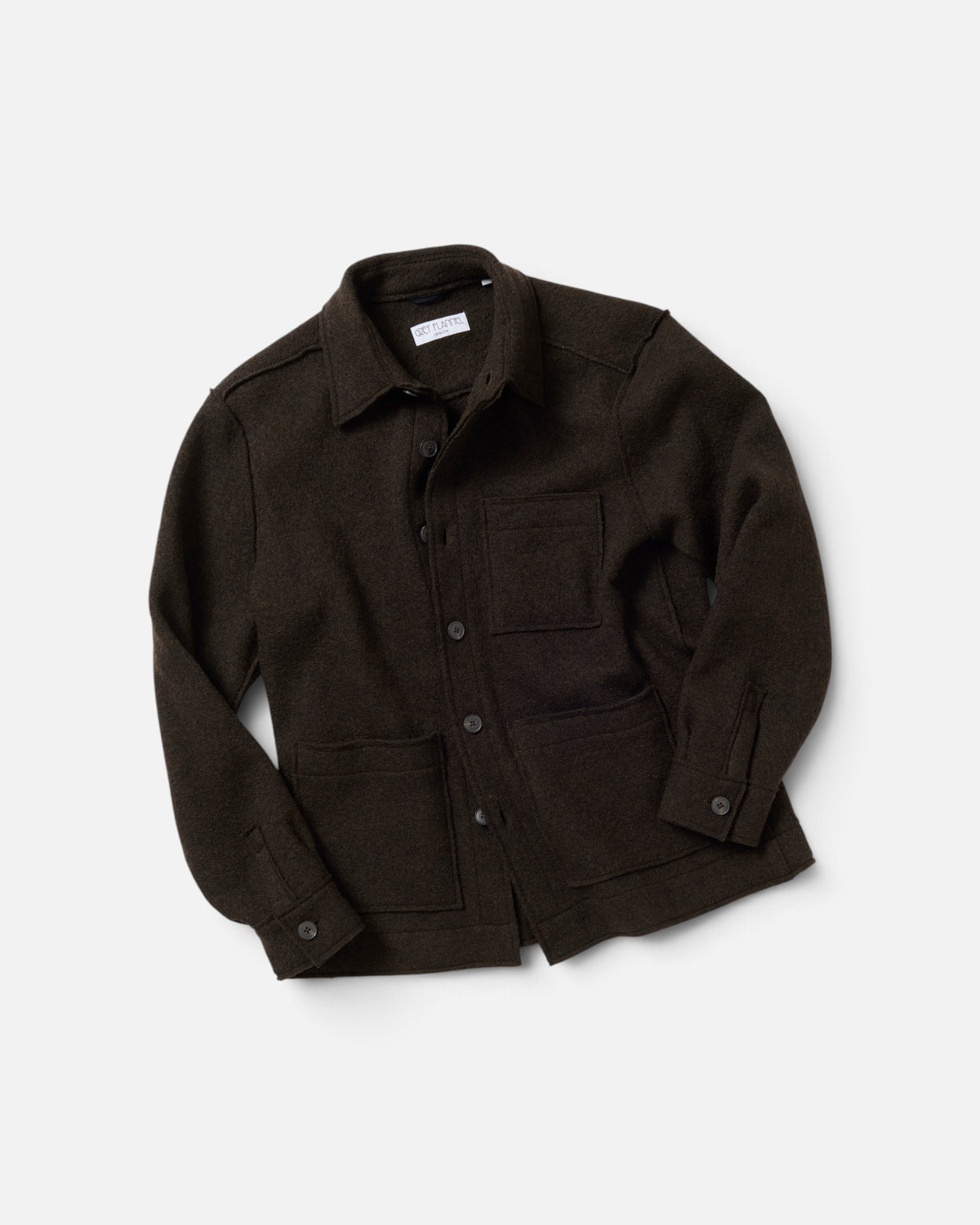 Brown Boucle Wool Chore Jacket