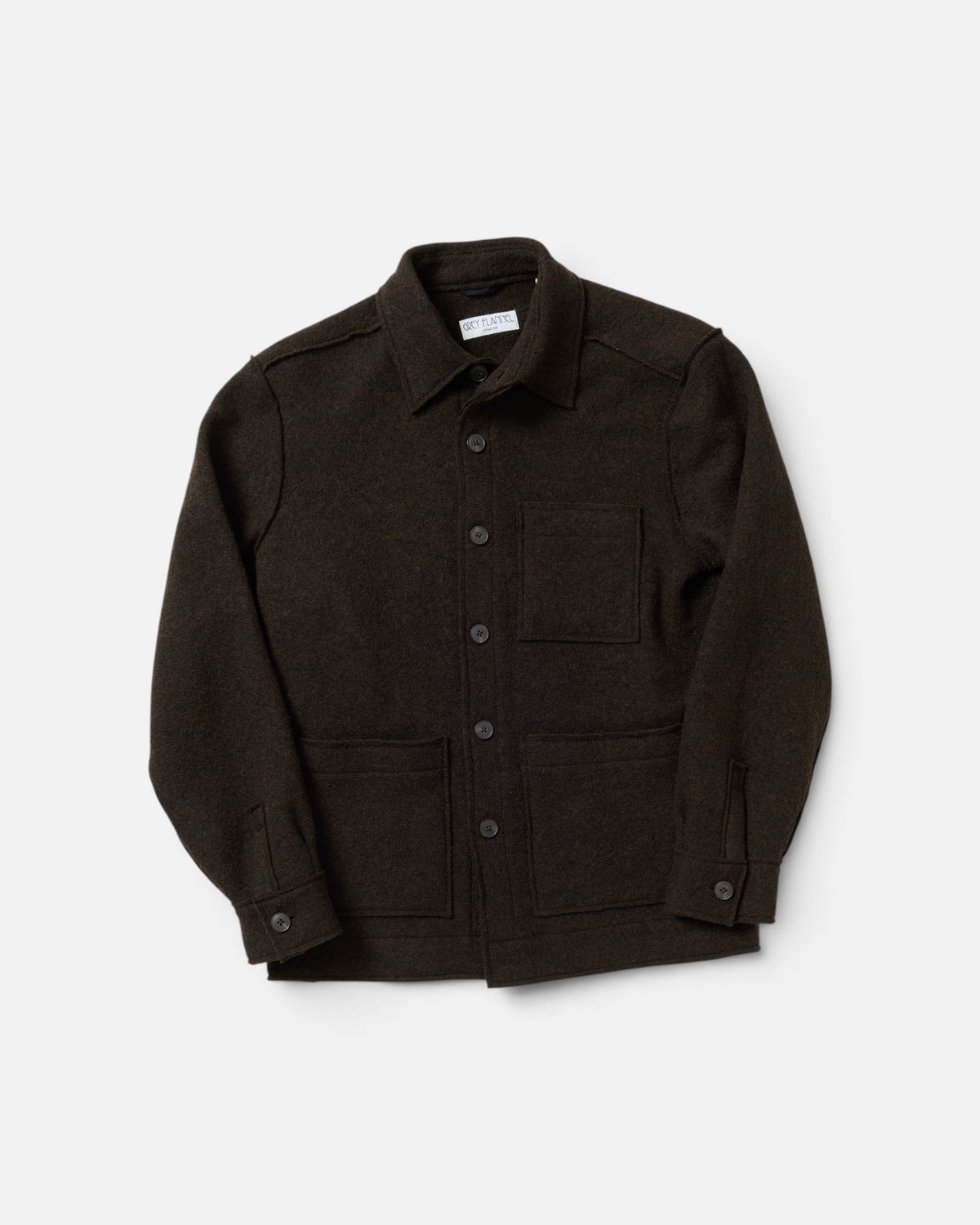 Brown Boucle Wool Chore Jacket