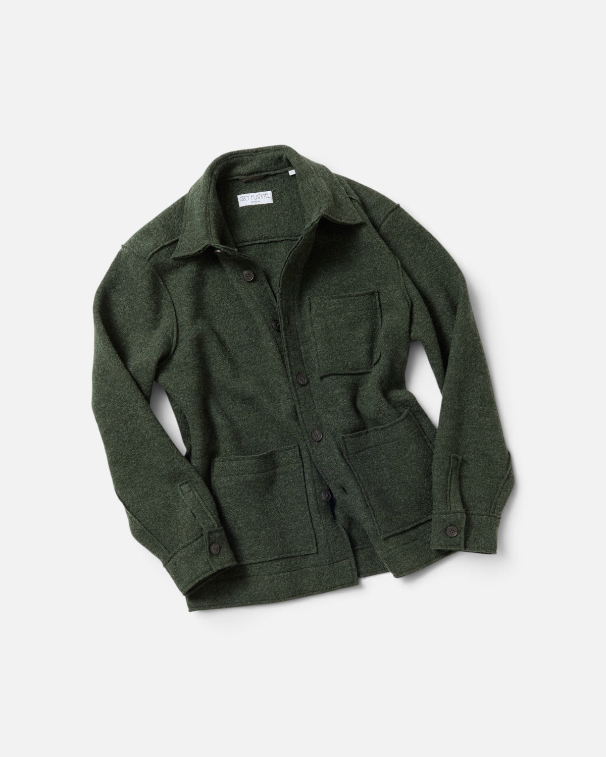 Green Boucle Wool Chore Jacket