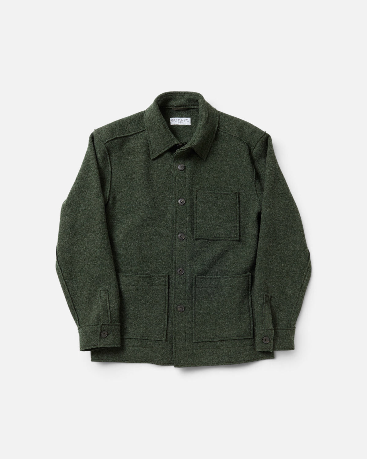 Green Boucle Wool Chore Jacket
