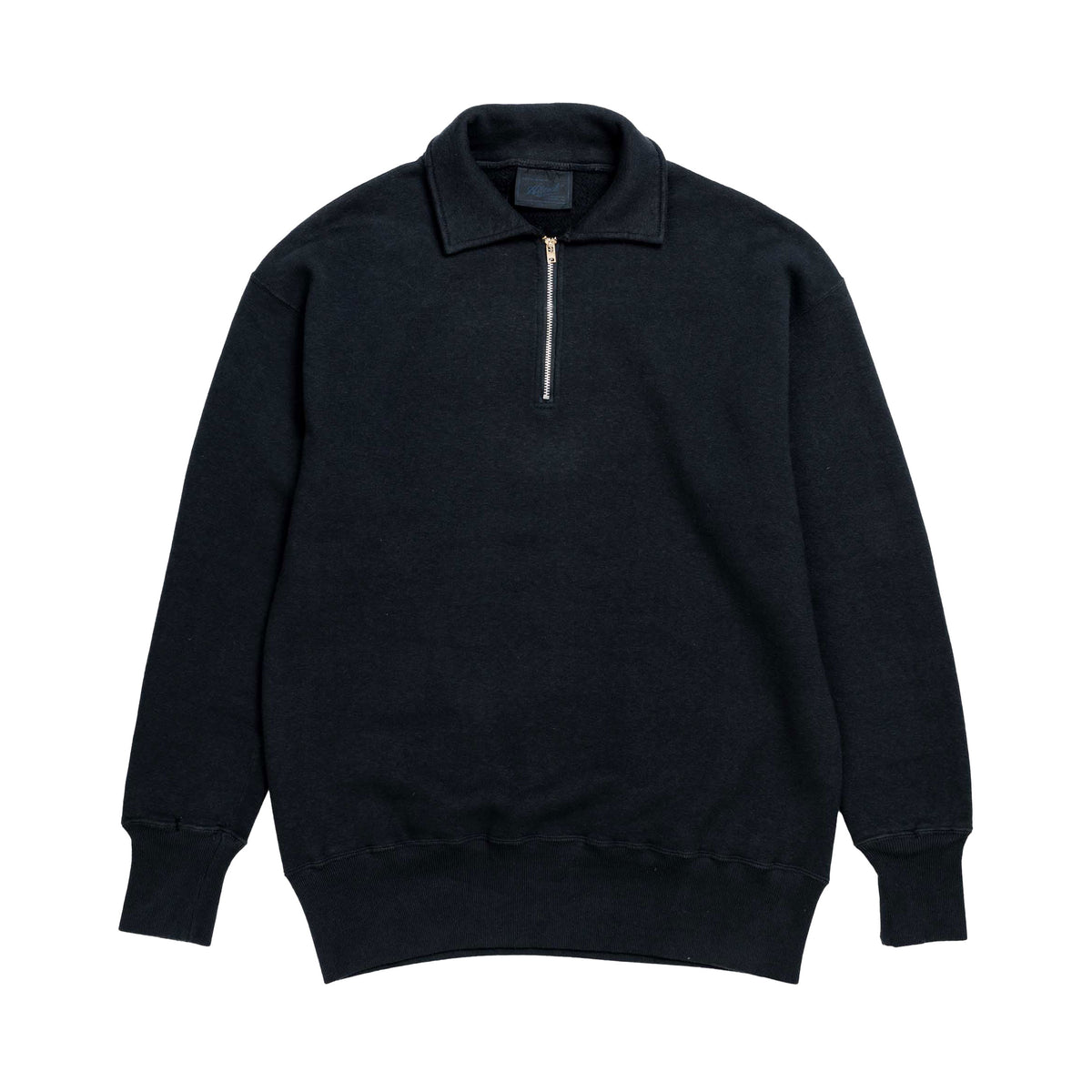 Black Loopwheel Quarter Zip Sweatshirt