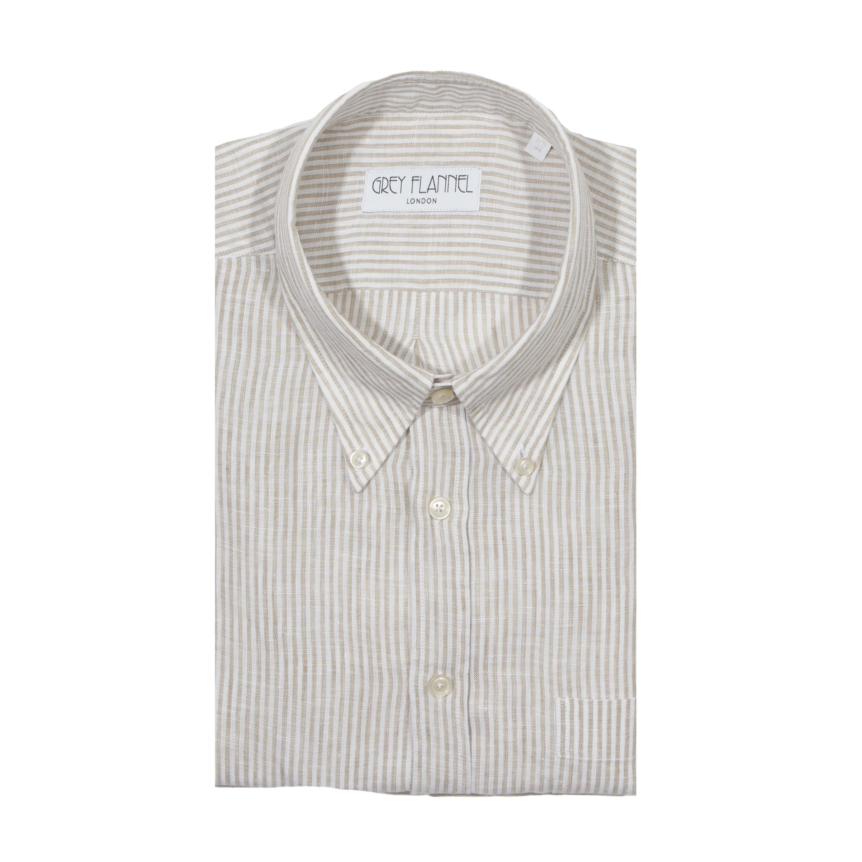 Beige Striped Linen Ivy Shirt