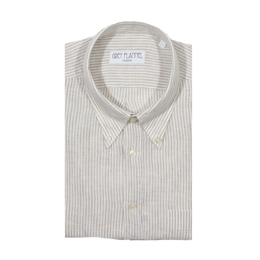 Beige Striped Linen Ivy Shirt