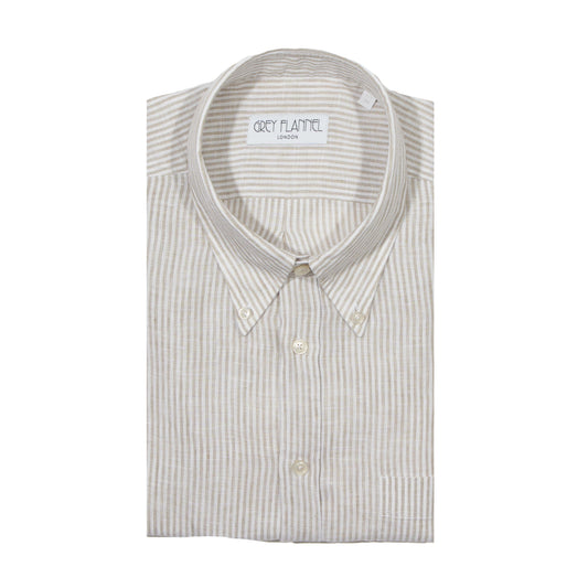 Beige Striped Linen Ivy Shirt