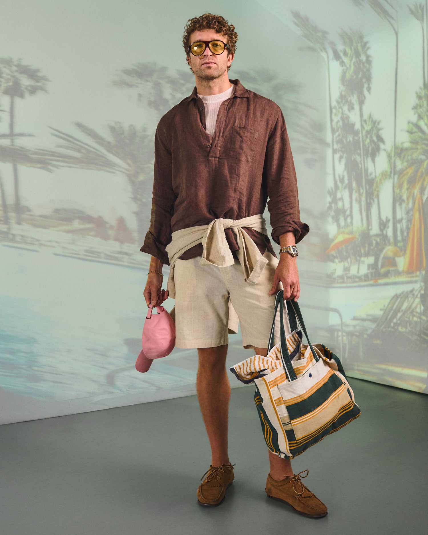 Brown Linen Popover Shirt